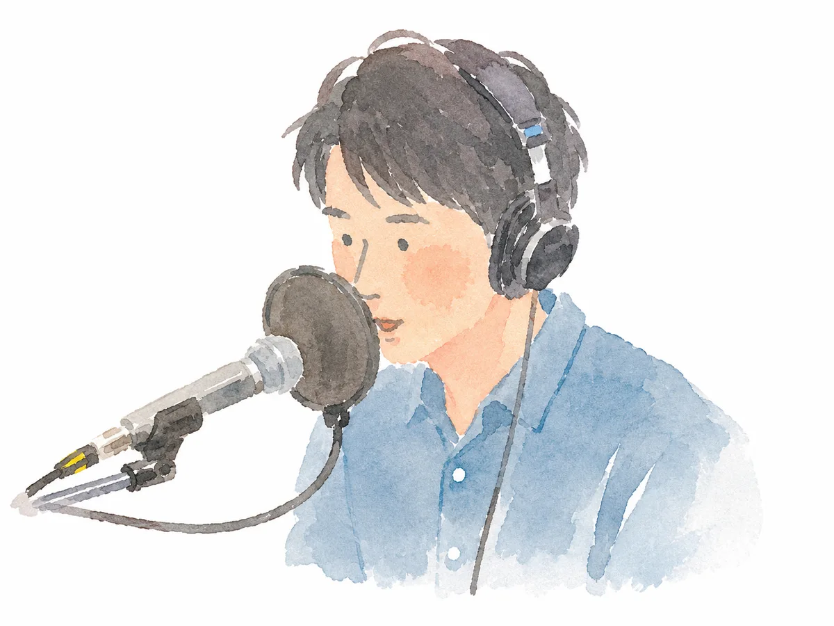 コエノコで声を録音する様子のイメージイラスト
