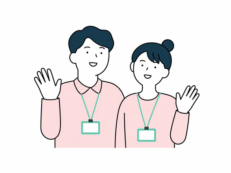 スタッフが挨拶するイラスト