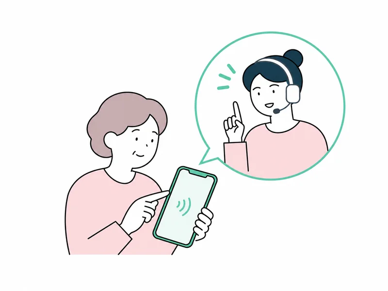 スマートフォンとオペレータのイラスト
