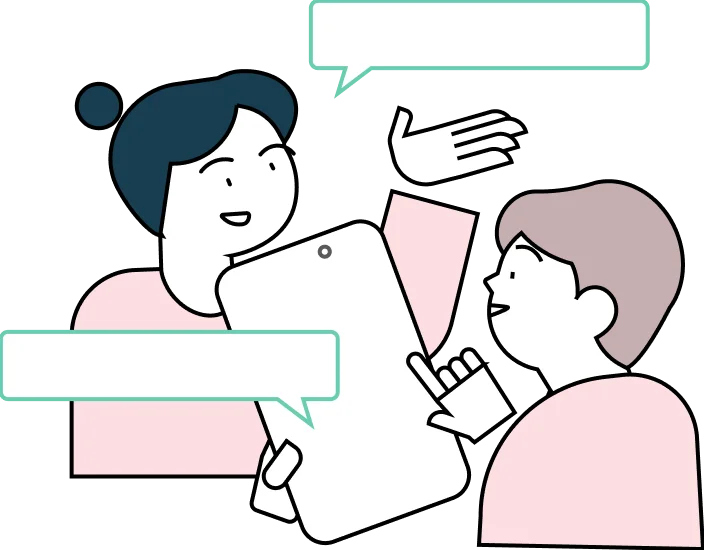 スマホに文字を入力して話している様子のイラスト
